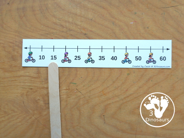 Free Bike Skip Counting Number Line Printables - skip counting number line strips with 2, 5 and 10 skip counting. With kids on bikes covering some of the numbers. With four skip counting strips for each number and a matching worksheet to record the numbers.- 3Dinosaurs.com