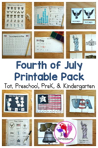 Free 4th Of July Pack For Tot, PreK & Kindergarten