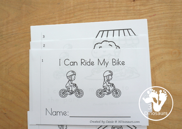 Free My Riding My Bike Easy Reader Book Printable - is a fun easy reader book with sight words: I, can, ride, my, to, the - Then you have places around town you can ride your bike. 3Dinosaurs.com