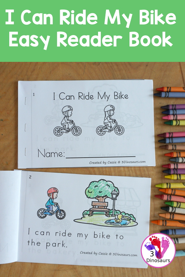 Free I Can Ride My Bike Easy Reader Book Printable – 3 Dinosaurs