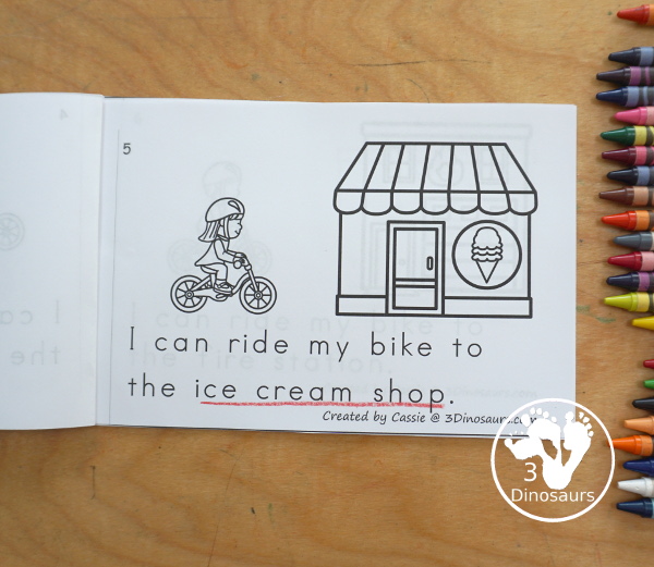 Free My Riding My Bike Easy Reader Book Printable - is a fun easy reader book with sight words: I, can, ride, my, to, the - Then you have places around town you can ride your bike. 3Dinosaurs.com