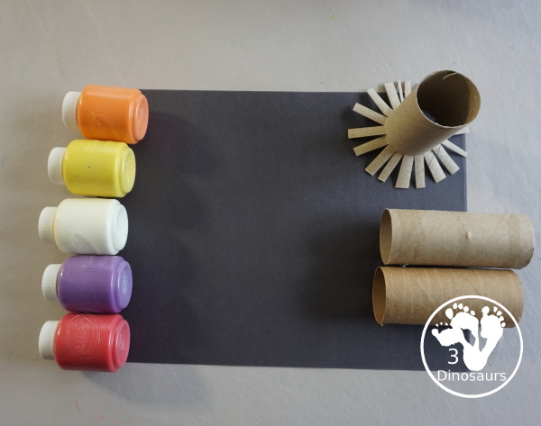 Paper Roll Painted Fireworks - a simple and fun painted activity with paper rolls and paint to make fireworks painting - 3Dinosaurs.com