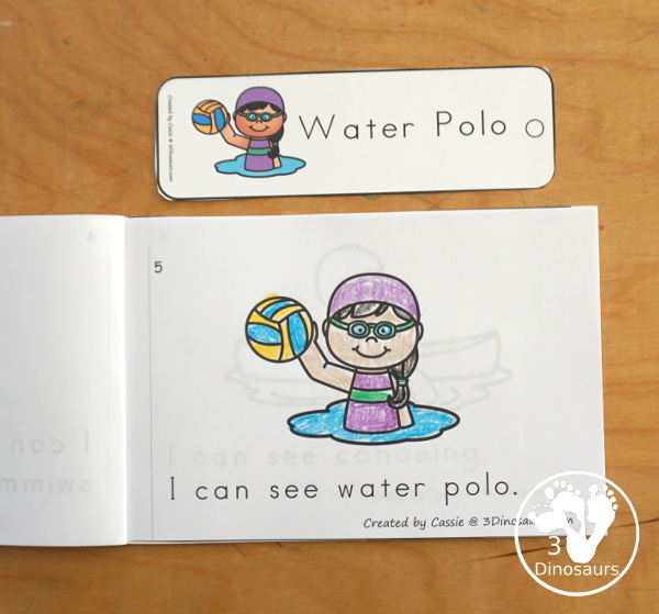 Free Summer Water Sports Easy Reader Book Printable is a 8 page easy reader book with 7 different water sports for the summer with swimming and boat sports included - 3Dinosaurs.com