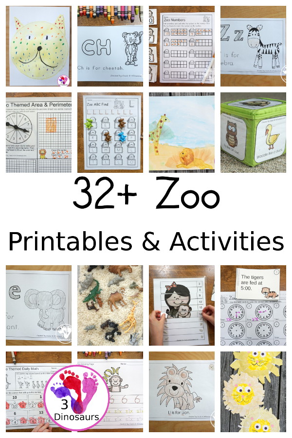 32+ Zoo Printables & Activities - zoo themed printables, zoo themed crafts, hands-on zoo activities and more for preschool, tot, prek, kindergarten, first grade, second grade, and third grade. -3Dinosaurs.com