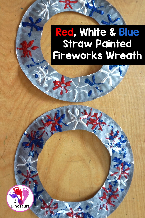 Red, White & Blue Straw Painted Fireworks Wreath