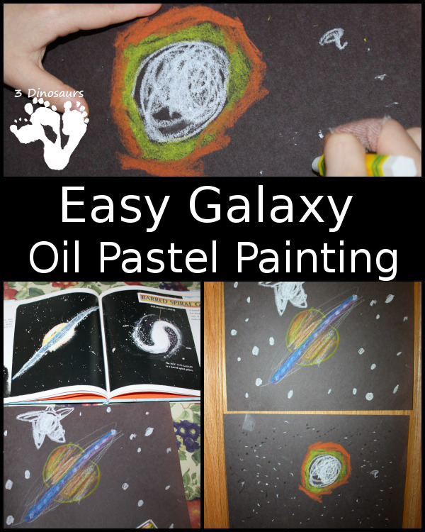 Easy Galaxy Oil Pastel Painting - a fun galaxy activity for kids - 3Dinosaurs.com