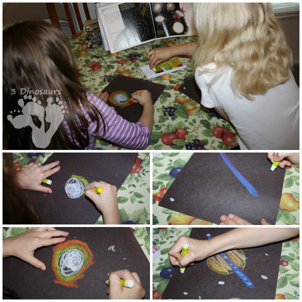 Easy Galaxy Oil Pastel Painting - a fun galaxy activity for kids - 3Dinosaurs.com