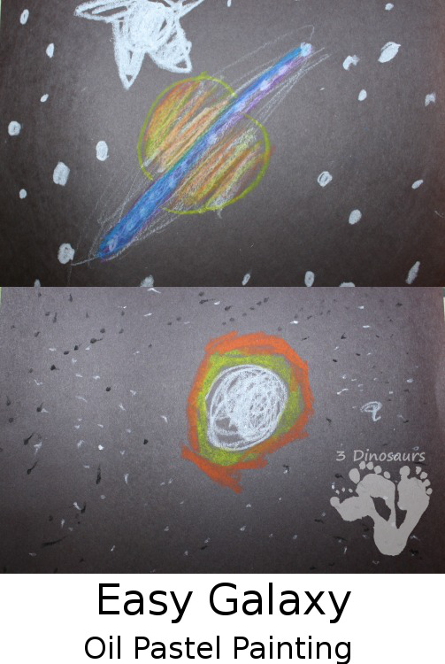 Easy Galaxy Oil Pastel Painting - a fun galaxy activity for kids - 3Dinosaurs.com