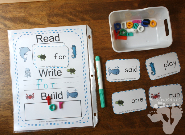 Ocean Themed Sight Word Cards - Dolch Preprimer, Primer, First Grade, Second Grade, Third Grade and Nouns with Read Write Build mats $ - 3Dinosaurs.com