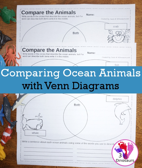 Free Comparing Ocean Animals with a Venn Diagram - 4 pages of writing about ocean animals. - 3Dinosaurs.com