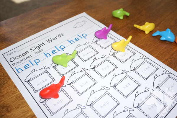 No-Prep Ocean Themed Finds: ABCs, Numbers & Sight Words - easy no-prep printables with a fun ocean theme for ABCs, Numbers, and Sight Words: Dolch Preprimer and Primer $ - 3Dinosaurs.com
