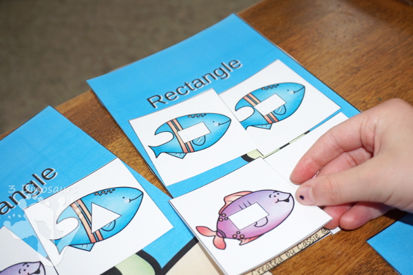 Free Hands-On Shape Sorting with Ocean Fish - with circle, square, triangle, and rectangle - 3Dinosaurs.com