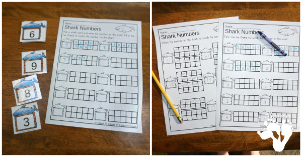 Ocean Themed Ten Frame Printables: No-Prep & Hands-On - 81 pages of printables working on ten frame activities for numbers 1 to 20 with hands on and no-prep: cards, worksheets and easy reader books. - 3Dinosaurs.com