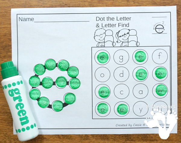 No-Prep ABC Dot the Letter & Find the Letter - all 26 letters of the alphabet in uppercase only or lowercase only dot the letter and find the letter - 3Dinosaurs.com