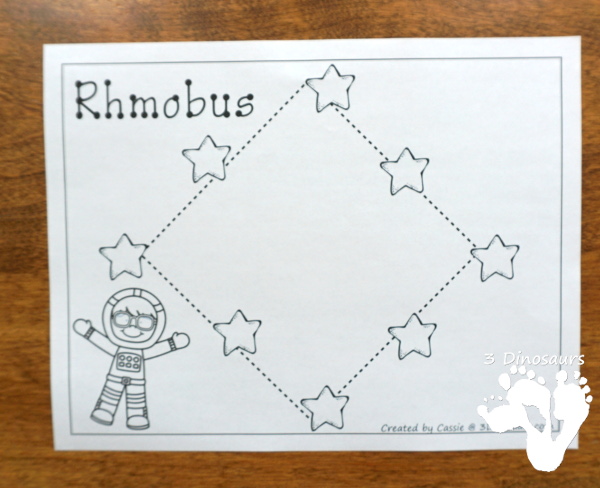 Free Fine Motor Fun With Space Shape Tracing - with 8 shapes for kids to trace and color - 3Dinosaurs.com