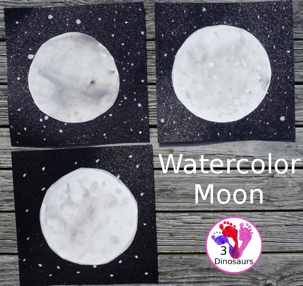 Process Art: Watercolor Moon - a fun art project for a moon theme  - 3Dinosaurs.com