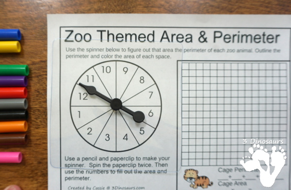 Free Zoo Themed Area and Perimeter - a fun way to on area and perimeter with a fun zoo theme than can be used over and over - 3Dinosaurs.com