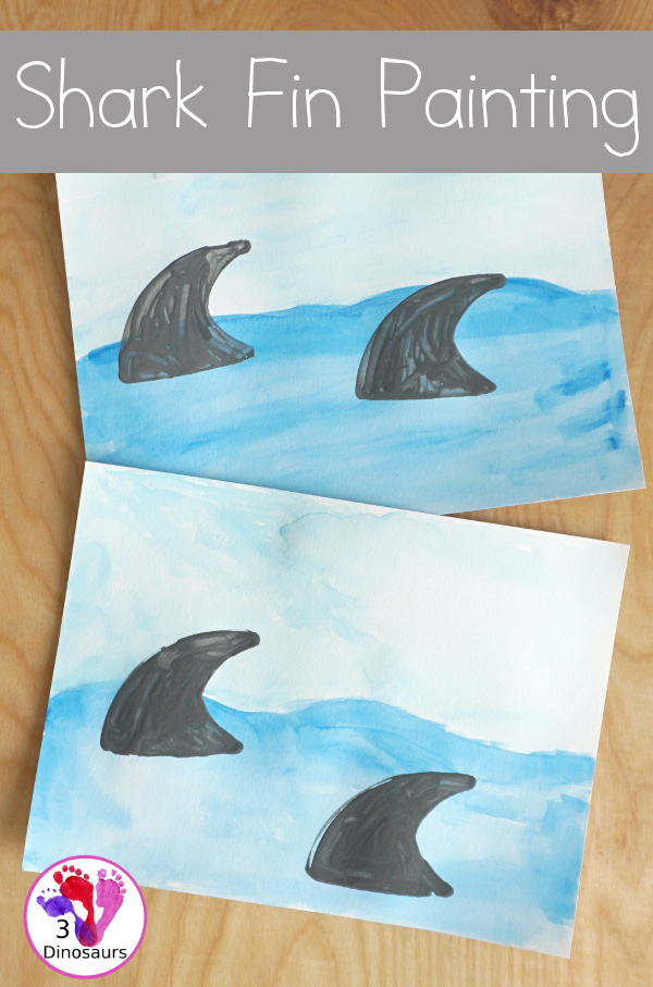 Shark Fin Painting with Cookie Cutters for Kids - an easy shark painting activities that kids of different ages can do - 3Dinosaurs.com