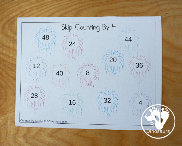 Free Fireworks Skip Counting from 1 to 12 Mats - these are great for working skip counting and also work great for matching activities for multiplication - 3Dinosaurs.com
