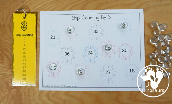 Free Fireworks Skip Counting from 1 to 12 Mats - these are great for working skip counting and also work great for matching activities for multiplication - 3Dinosaurs.com