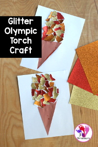 Glitter Olympic Torch Craft with Torn Paper Art
