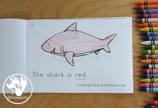 Shark Color Pack - with 63 pages of printables with color easy reader book, color clip cards, color tracing strips, color writing strips, color pocket chart cards, color word writing, color word puzzles, and more all to work on learning color words. This is a great ocean theme - 3Dinosaurs.com-  - 3Dinosaurs.com