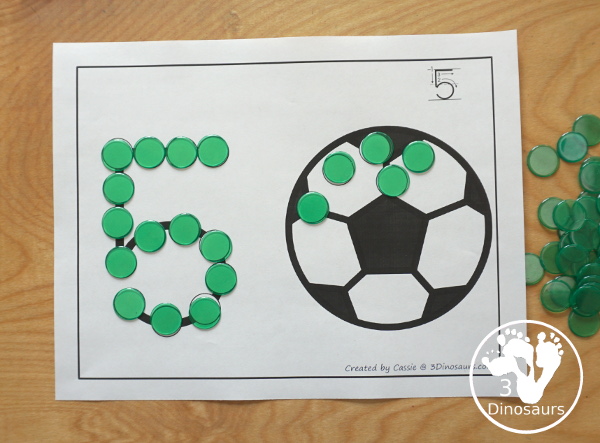 Sports Dot the Number & Counting: Basketball, Soccer, Tennis, Baseball, & Football - Numbers 1 to 20  with dot marker numbers and counting dots on the sports balls - 3Dinosaurs.com