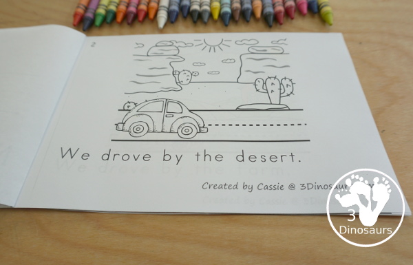 Transportation Easy Reader Book: On Our Drive - a fun 8 page book with different landscapes for kids to learn about - 3Dinosaurs.com