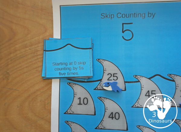 Shark Skip Counting Set - with no-prep shark worksheets, shark skip counting mats, shark skip counting 10 piece puzzles, and shark task cards to work on skip counting from 2 to 12 - 3Dinosaurs.com