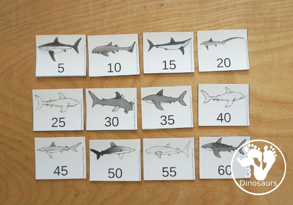 Shark Skip Counting Set - with no-prep shark worksheets, shark skip counting mats, shark skip counting 10 piece puzzles, and shark task cards to work on skip counting from 2 to 12 - 3Dinosaurs.com