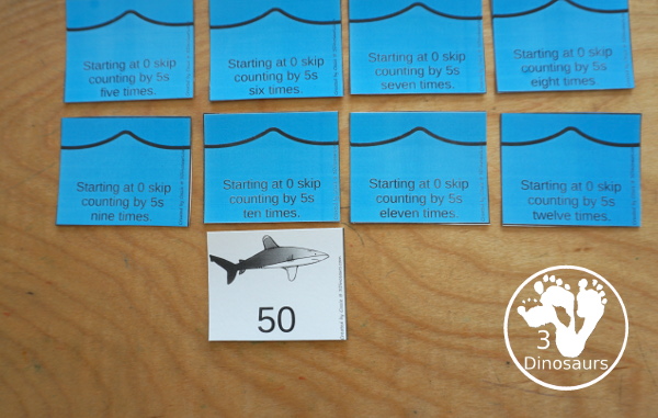 Shark Skip Counting Set - with no-prep shark worksheets, shark skip counting mats, shark skip counting 10 piece puzzles, and shark task cards to work on skip counting from 2 to 12 - 3Dinosaurs.com