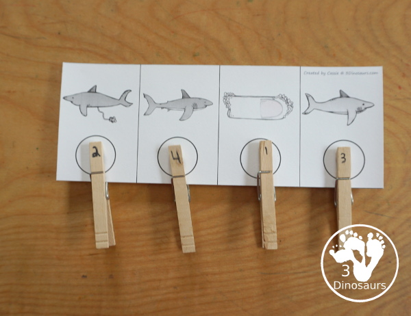 Sequencing: Shark Life Cycle Printable with clip cards, task cards, no-prep worksheets, writing activities, and easy reader books $ - 3Dinosaurs.com  #sequencingforkids 