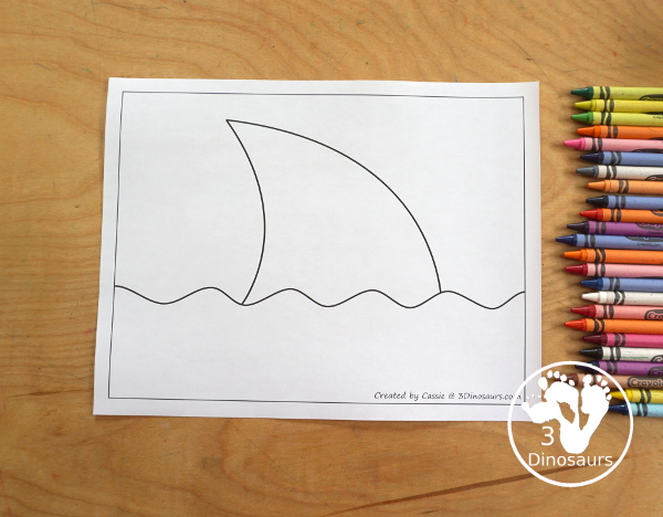 Free Shark Fin Fine Motor Mat Printables - three fun shark fine motor mats with a shark fin template printable, shark find tracing printable, and shark fin dot marker printable - 3Dinosaurs.com