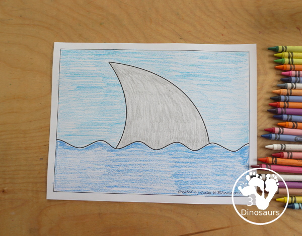 Free Shark Fin Fine Motor Mat Printables - three fun shark fine motor mats with a shark fin template printable, shark find tracing printable, and shark fin dot marker printable - 3Dinosaurs.com