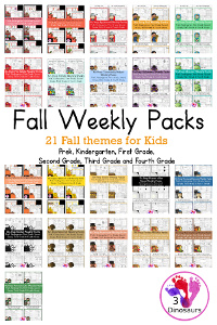 No-Prep Weekly Packs For The Fall For Prek To 4th Grade