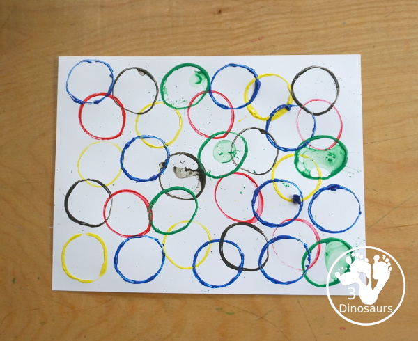 Paper Roll Olympic Flag Ring Color Painting - a fun Olympic art activity using the Olympic Ring colors. - 3Dinosaurs.com