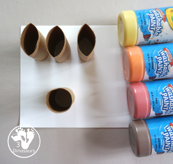 Paper Roll Torch Painting - a simple painting made with paper rolls and paint to make a Torch for the Olympics - 3Dinosaurs.com