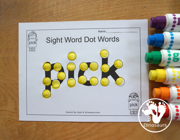 Free Romping & Roaring Third Grade Sight Words Packs Set 8: Own, Pick, Seven, Shall - 6 pages of activities for each third Grade sight words: own, pick, seven, shall. These are great sight word printables for learning centers - 3Dinosaurs.com