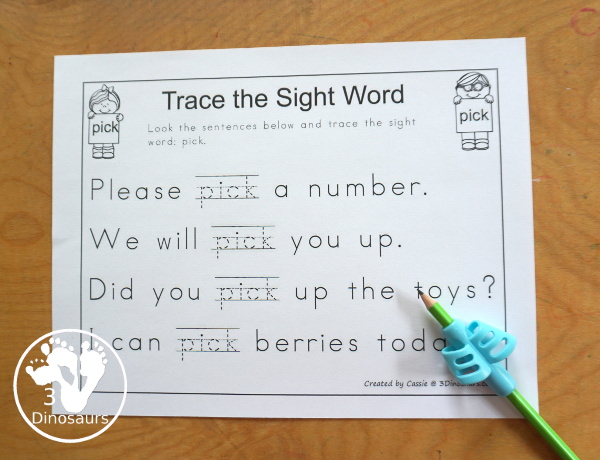 Free Romping & Roaring Third Grade Sight Words Packs Set 8: Own, Pick, Seven, Shall - 6 pages of activities for each third Grade sight words: own, pick, seven, shall. These are great sight word printables for learning centers - 3Dinosaurs.com