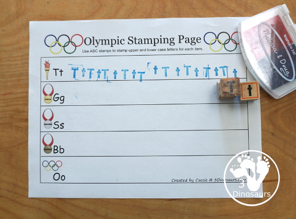 Free Summer Olympics Tot Printables - An easy letter stamping worksheet where kids stamp the beginning sound of the picture -  3Dinosaurs.com