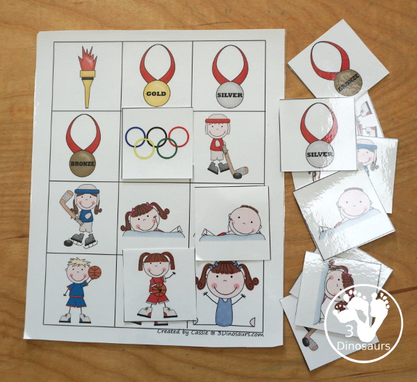 Free Summer Olympics Tot Printables - you have 36 sports matching cards-  3Dinosaurs.com