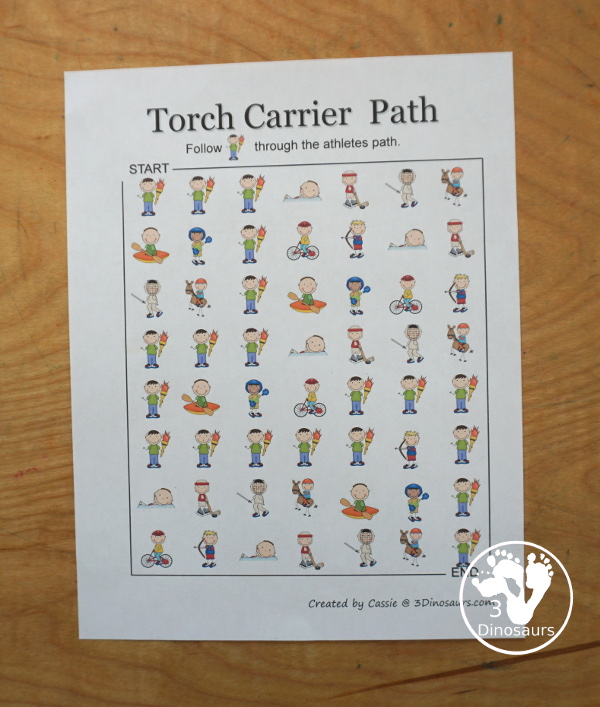 Free Torch Maze Printables for the Summer Games - 6 fun mazes to use with kids for fun fine motor for the summer games - 3Dinosaurs.com