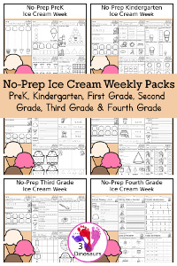No-Prep Ice Cream Weekly Packs – Prek to 4th Grade