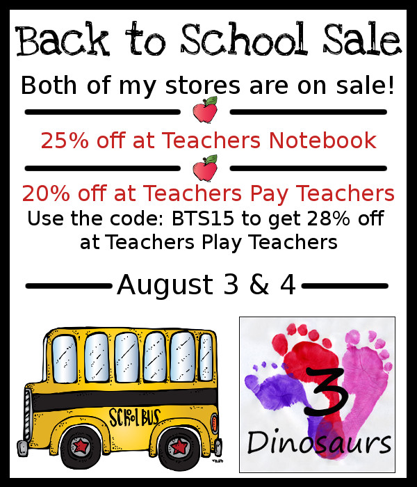 Back to School Sale! August 3rd & 4th - 3Dinosaurs.com