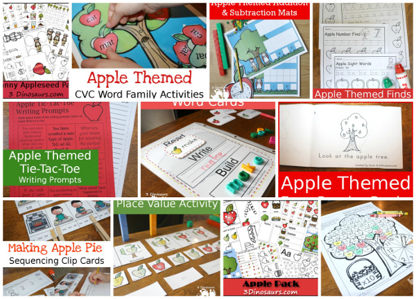 40+ Apple Activities from 3 Dinosaurs: crafts, sensory bins, hands-on activities, printables and more