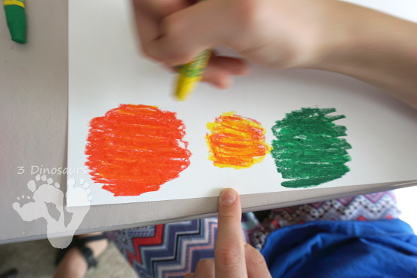 Fun Apple Themed Wreath: with oil pastels and apple punches - easy to do wreath that is great for fall  - 3Dinosaurs.com