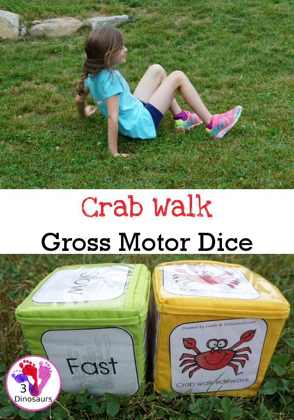 Free Crab Walk Gross Motor Dice -  3 movements with speed dice included with dice and dice inserts - 3Dinosaurs.com