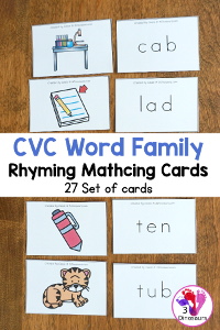 Free CVC Rhyming Matching Card Printables