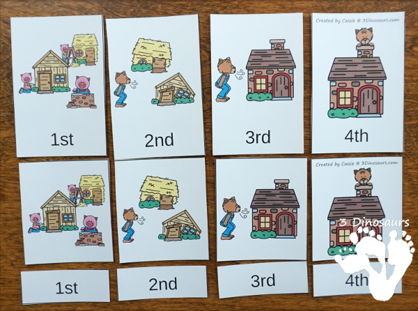 Sequencing Card Set for Stories: Nursery Rhymes, Folk Tales and Fairy Tales with clip cards, task cards, no-prep worksheets and easy reader books $ - 3Dinosaurs.com #printablesforkids #sequencingforkids #3dinosaurs  #tpt #teacherspayteachers