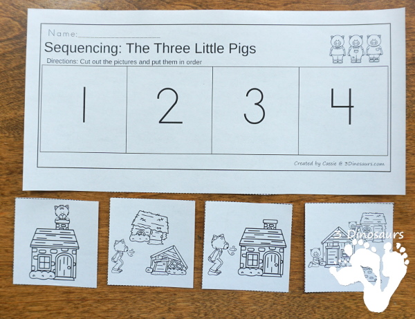 Sequencing Card Set for Stories: Nursery Rhymes, Folk Tales and Fairy Tales with clip cards, task cards, no-prep worksheets and easy reader books $ - 3Dinosaurs.com #printablesforkids #sequencingforkids #3dinosaurs  #tpt #teacherspayteachers